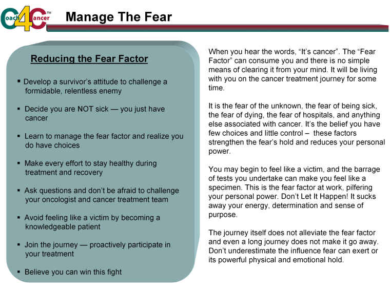 Manage the Fear